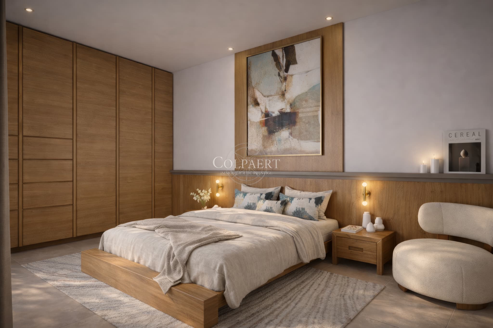 Chambres confortables avec accès extérieur dans un appartement de luxe à Saint-Tropez, offrant calme, lumière et finitions haut de gamme.