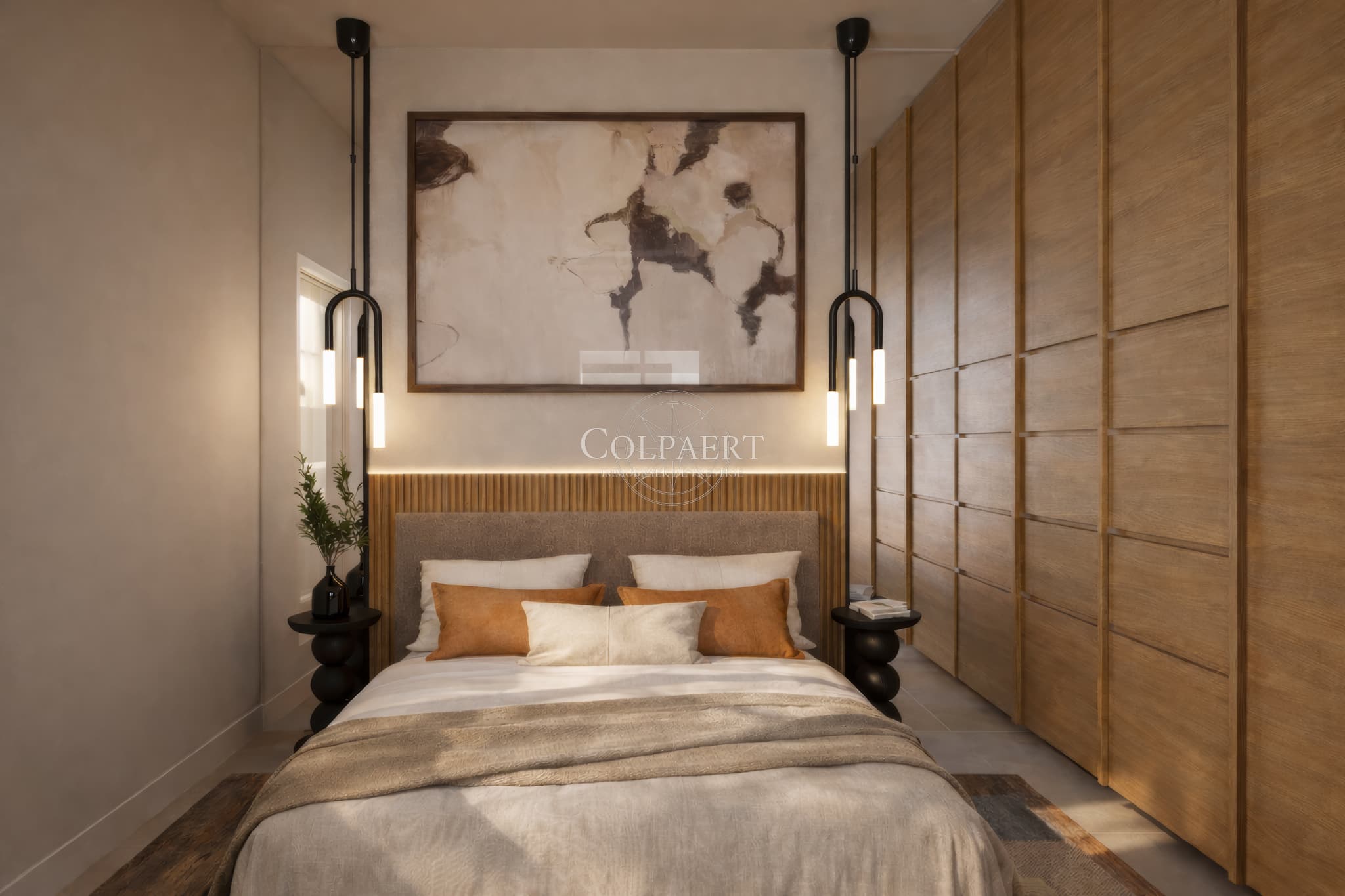 Chambres confortables avec accès extérieur dans un appartement de luxe à Saint-Tropez, offrant calme, lumière et finitions haut de gamme.