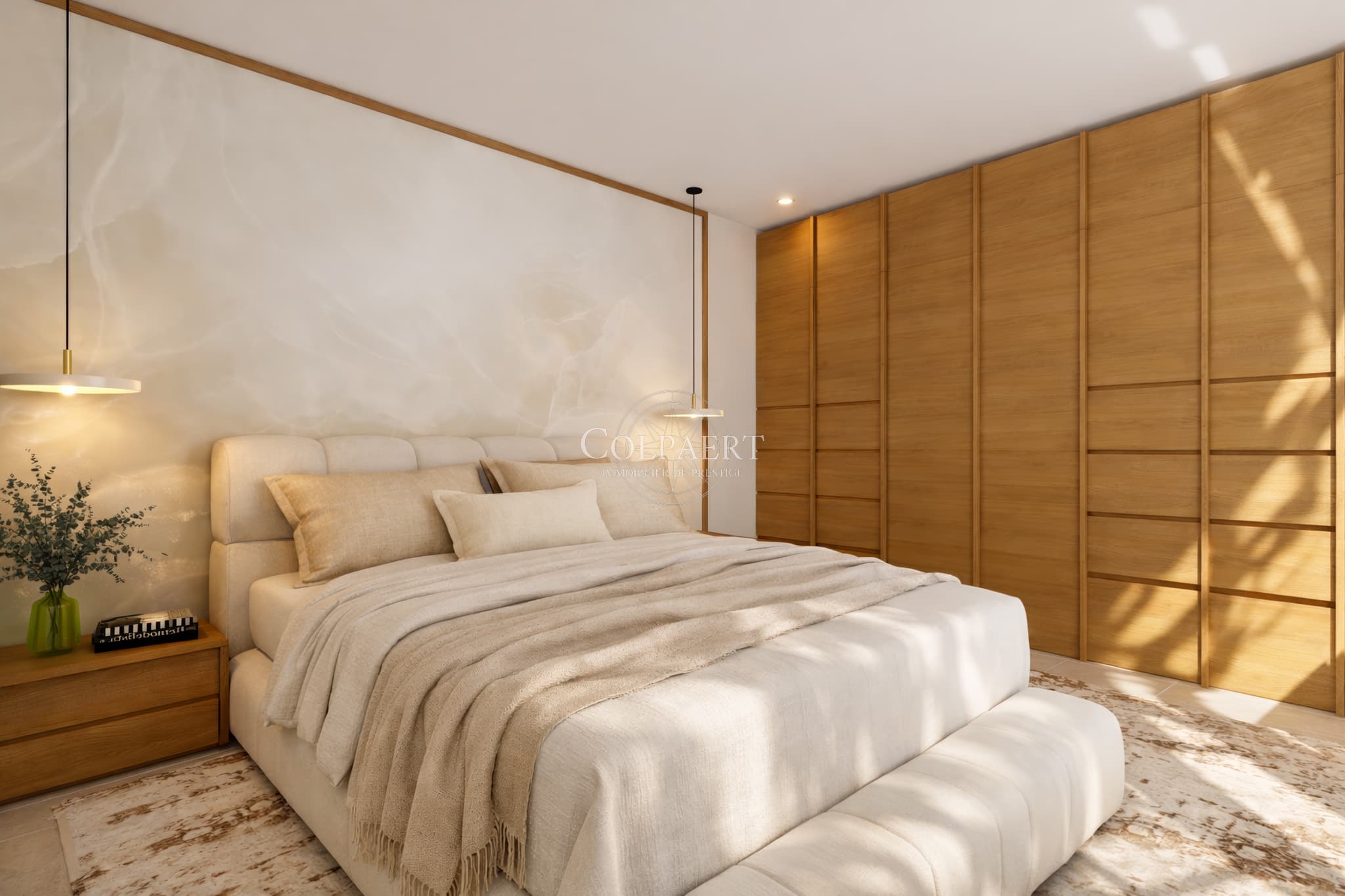 Chambres confortables avec accès extérieur dans un appartement de luxe à Saint-Tropez, offrant calme, lumière et finitions haut de gamme.