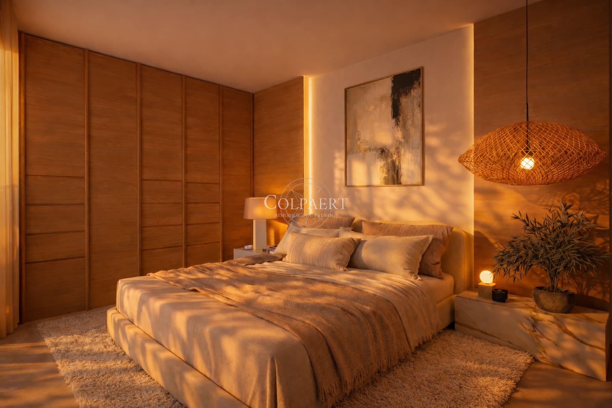 Chambres confortables avec accès extérieur dans un appartement de luxe à Saint-Tropez, offrant calme, lumière et finitions haut de gamme.