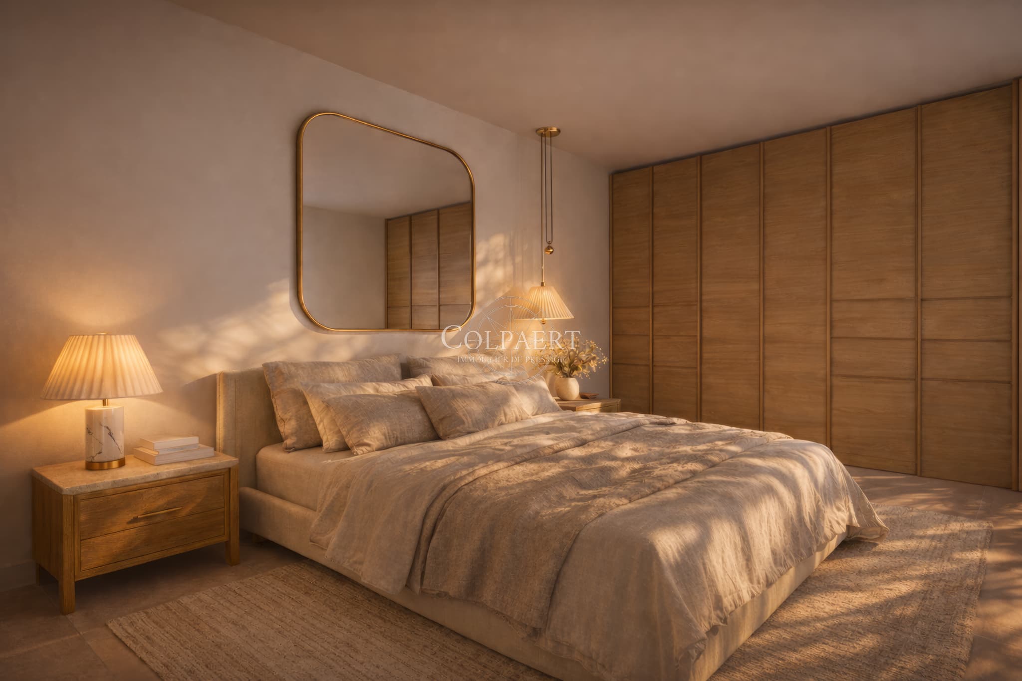 Chambres confortables avec accès extérieur dans un appartement de luxe à Saint-Tropez, offrant calme, lumière et finitions haut de gamme.