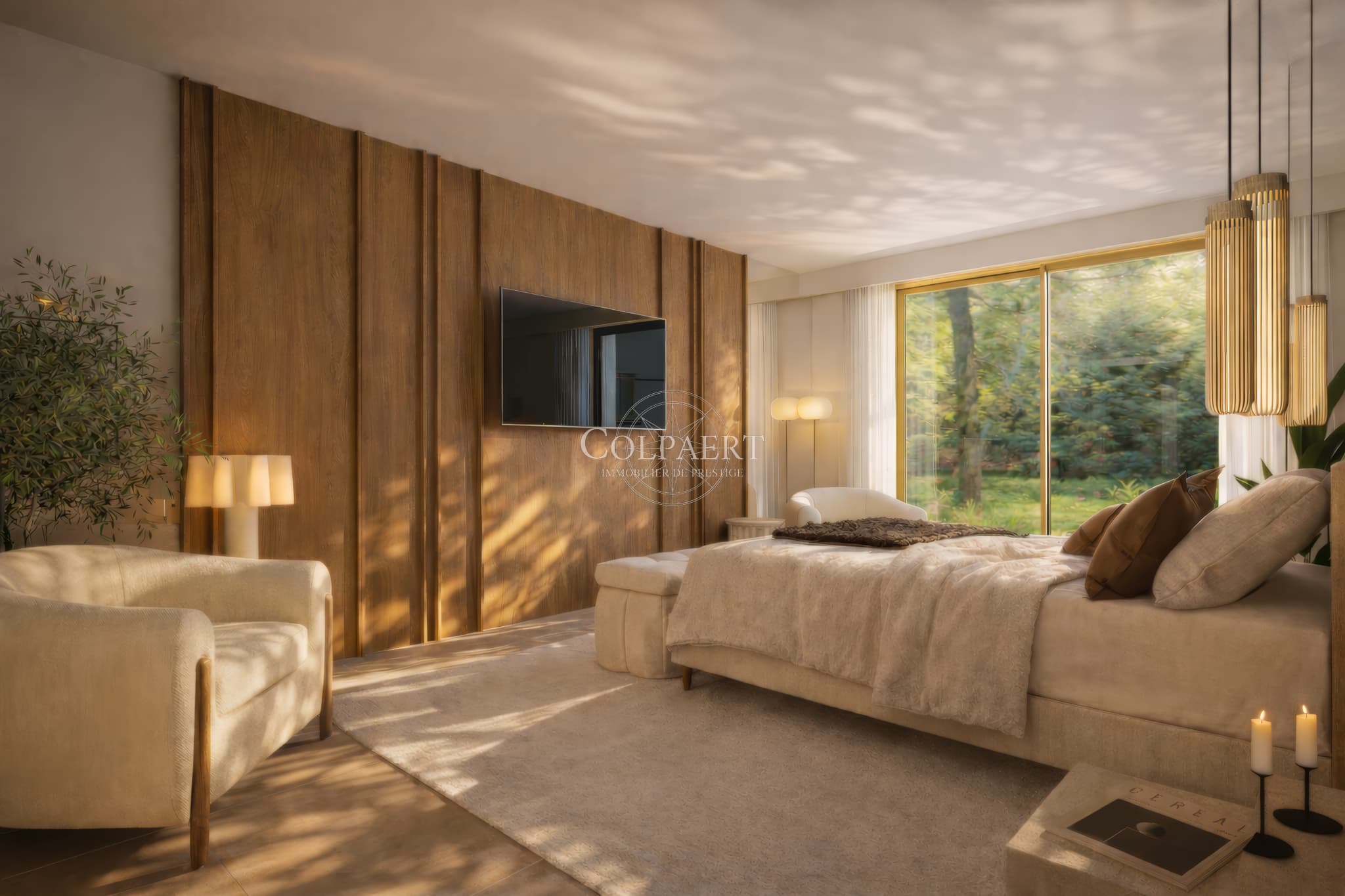 Chambres confortables avec accès extérieur dans un appartement de luxe à Saint-Tropez, offrant calme, lumière et finitions haut de gamme.