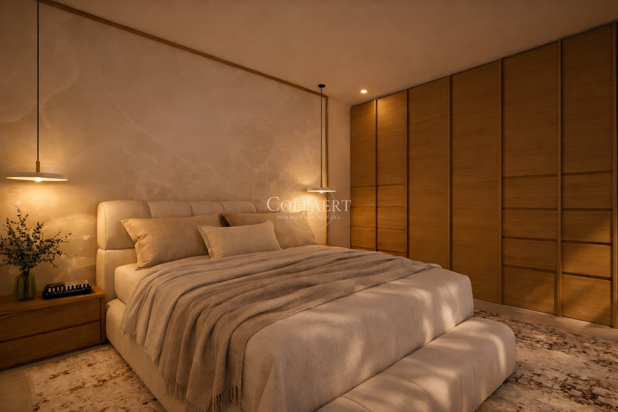 Chambres confortables avec accès extérieur dans un appartement de luxe à Saint-Tropez, offrant calme, lumière et finitions haut de gamme.