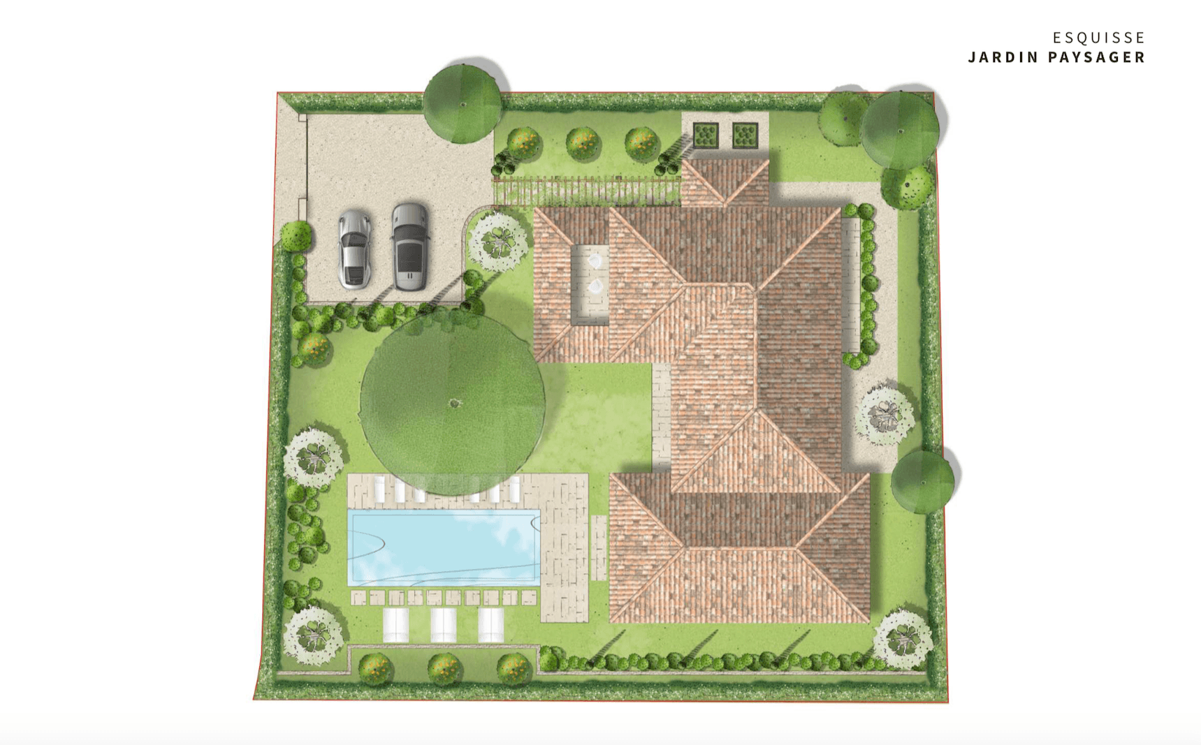 Vue en plan de la villa à vendre à Saint-Tropez, projet de nouvelle construction, proche de la Place des Lices.