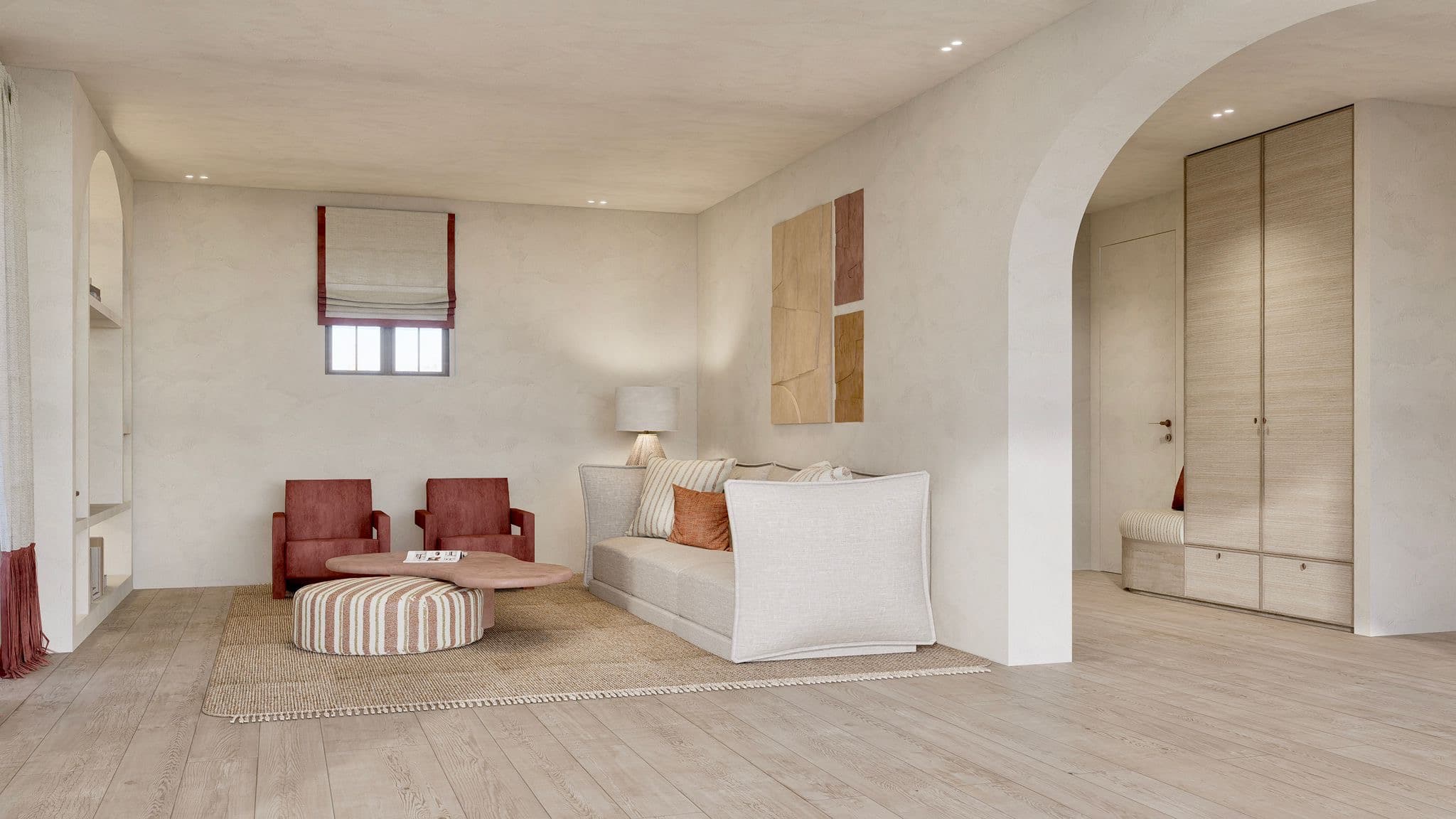 Coin salon dans maison à vendre Port-Grimaud avec grands amarrages | Image 3D par Siento Interior