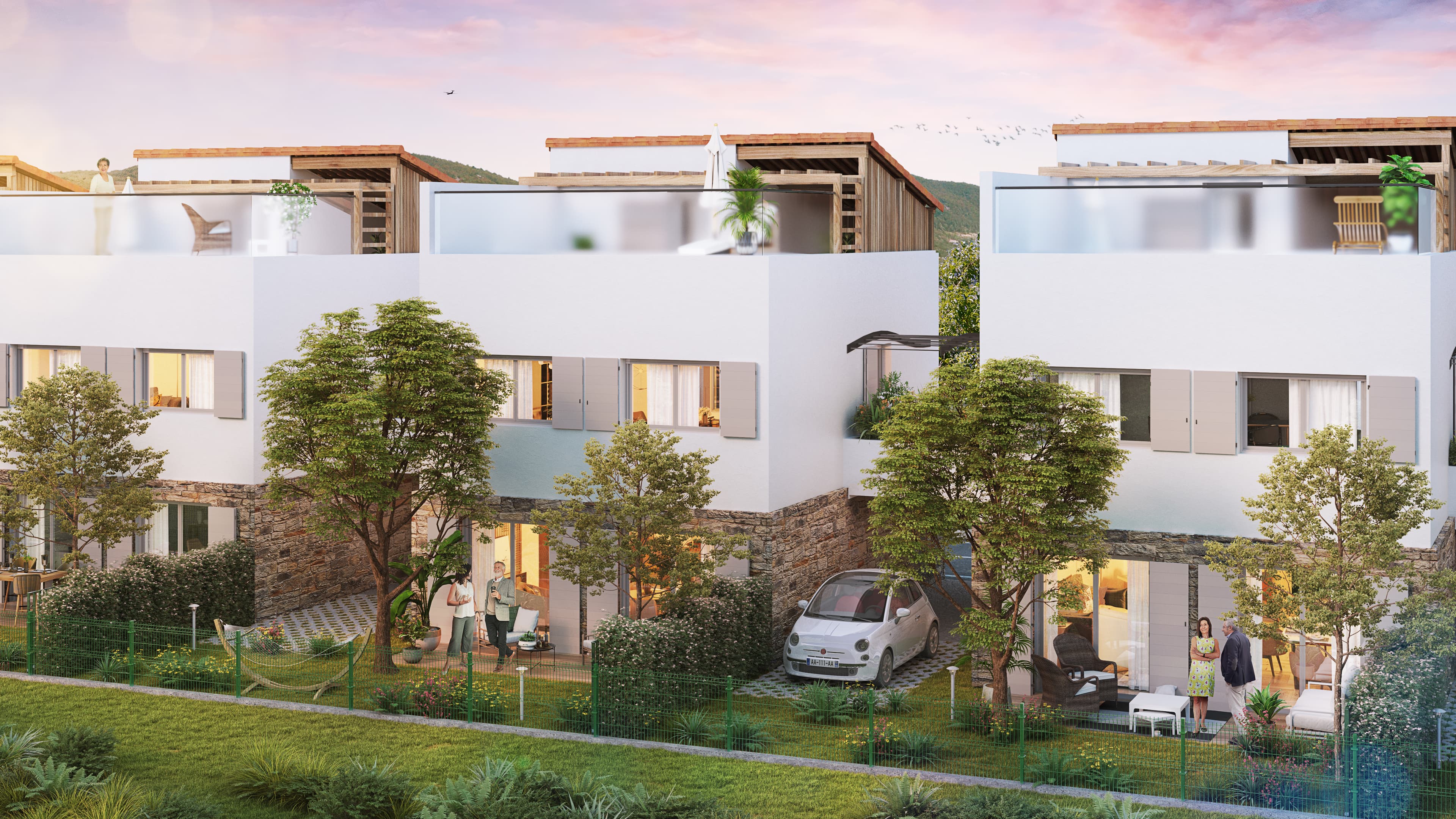 Façades triptyques des villas de luxe à Cavalaire-sur-Mer, alliant architecture contemporaine et finitions haut de gamme, à proximité du centre et du port.